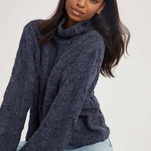 Something Navy Cableknit Turtleneck Sweater Navy Size S Still in Bag Never Used